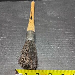 Vintage Primitive Paintbrush Wood handle natural fiber Early American
